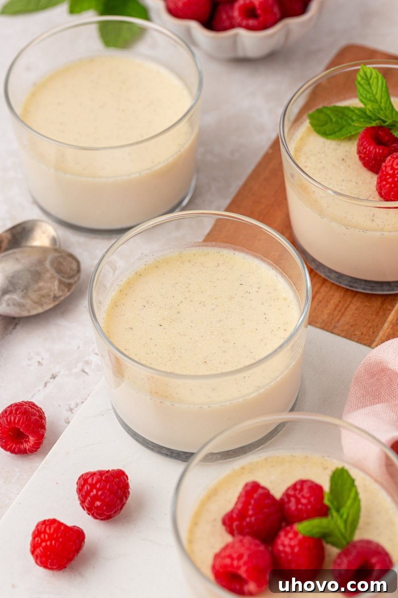 creamy vanilla panna cotta in a dessert glass