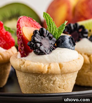 close-up of a mini fruit tart