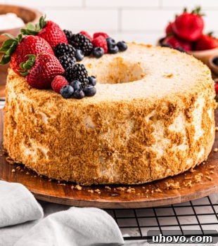 angel food cake topped with fresh berries