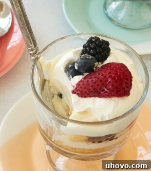berry cheesecake trifle in a glass