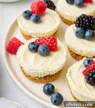 mini no-bake cheesecakes with berries