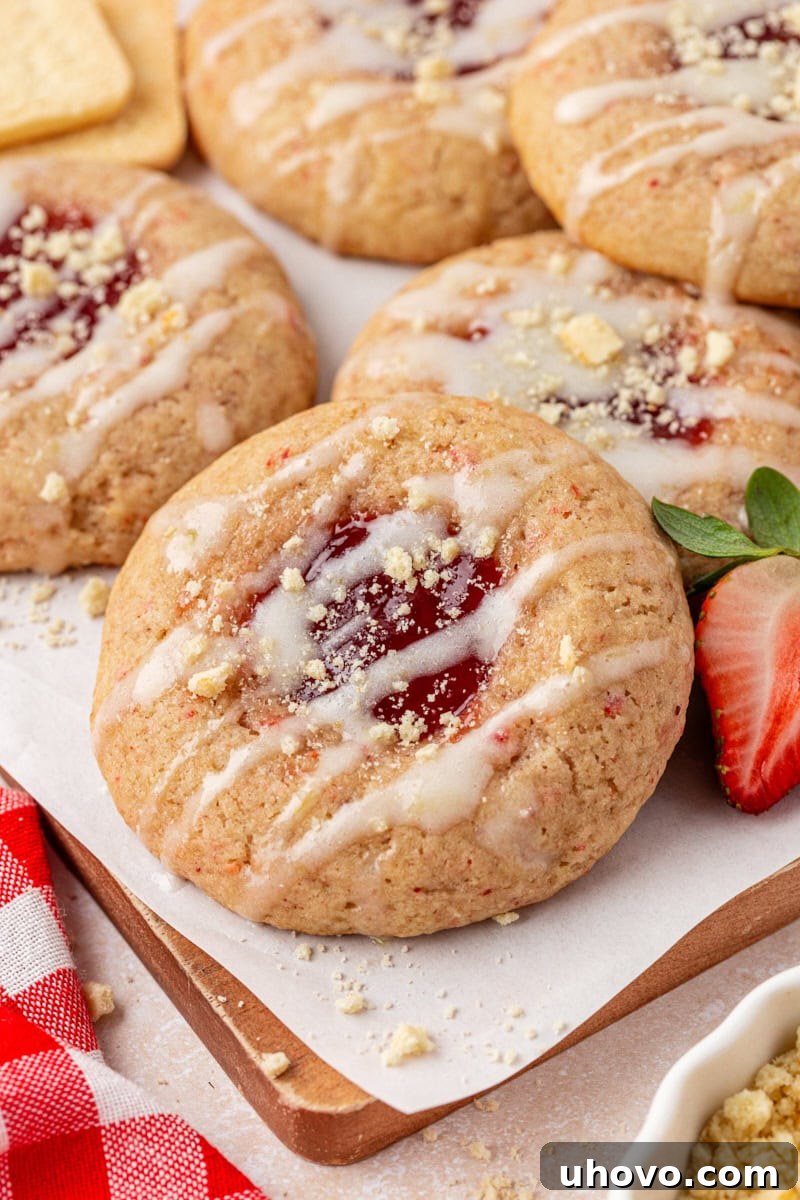 glazed, jam-filled strawberry shortcake cookies
