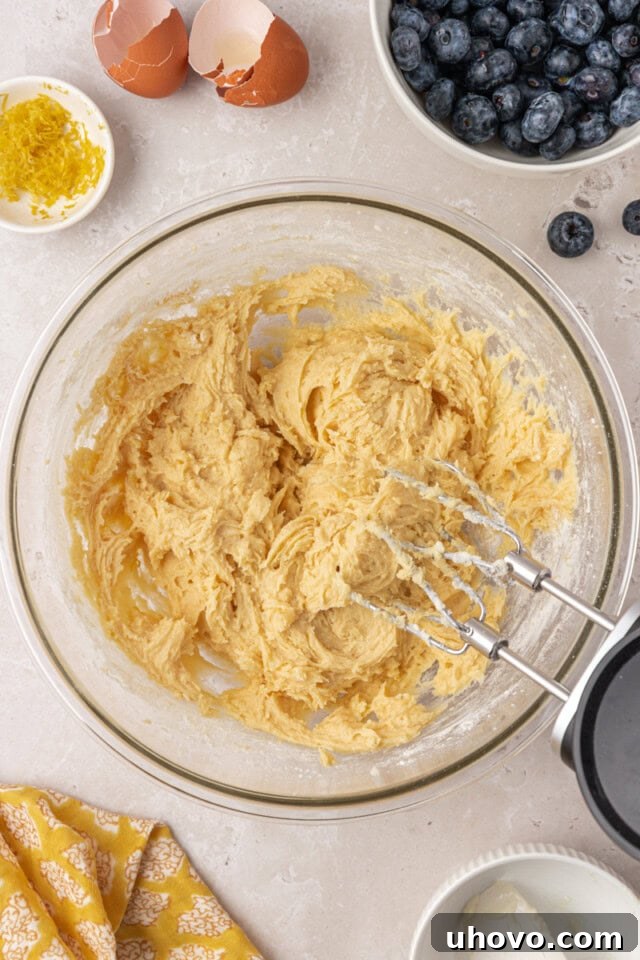 ricotta cake batter in a mixing bowl