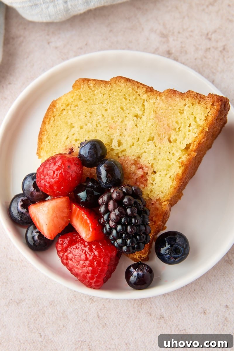 Macerated Berries Recipe: Sweetened Berry Topping for Desserts 6 macerated berries served over a slice of pound cake
