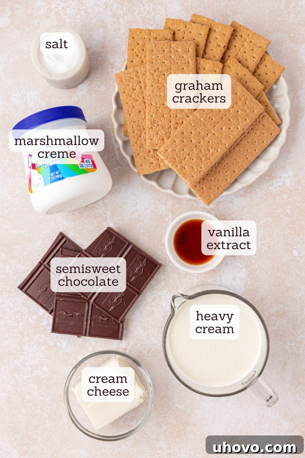 No-Bake S'mores Icebox Cake 3 overhead view of ingredients for s'mores icebox cake