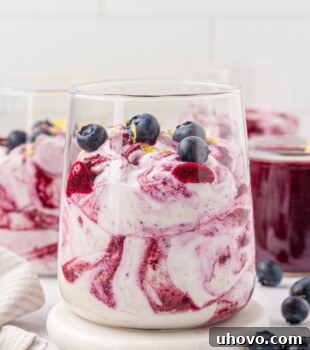Creamy Blueberry Fool: Classic British Dessert Recipe 11 blueberry fool made with blueberry purée swirled into sweetened whipped cream and served in individual glasses