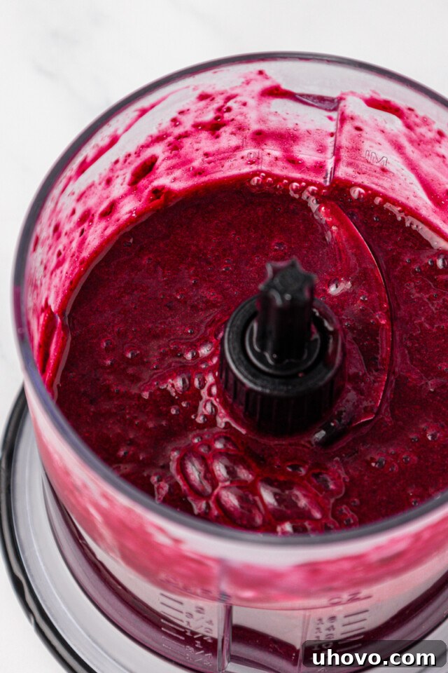 Creamy Blueberry Fool: Classic British Dessert Recipe 5 blueberry puree in the bowl of a food processor