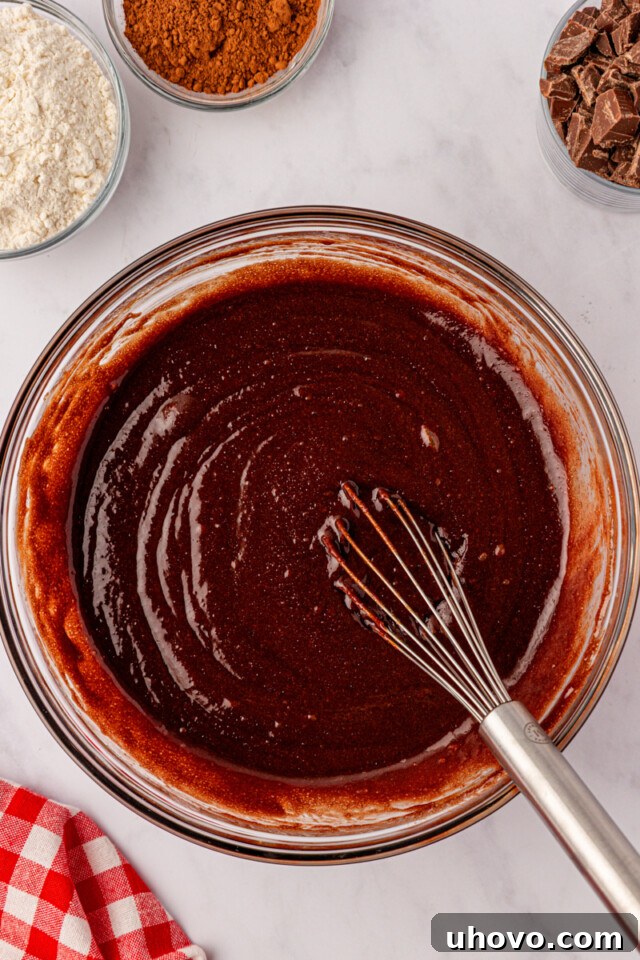 combined wet ingredients for brownies
