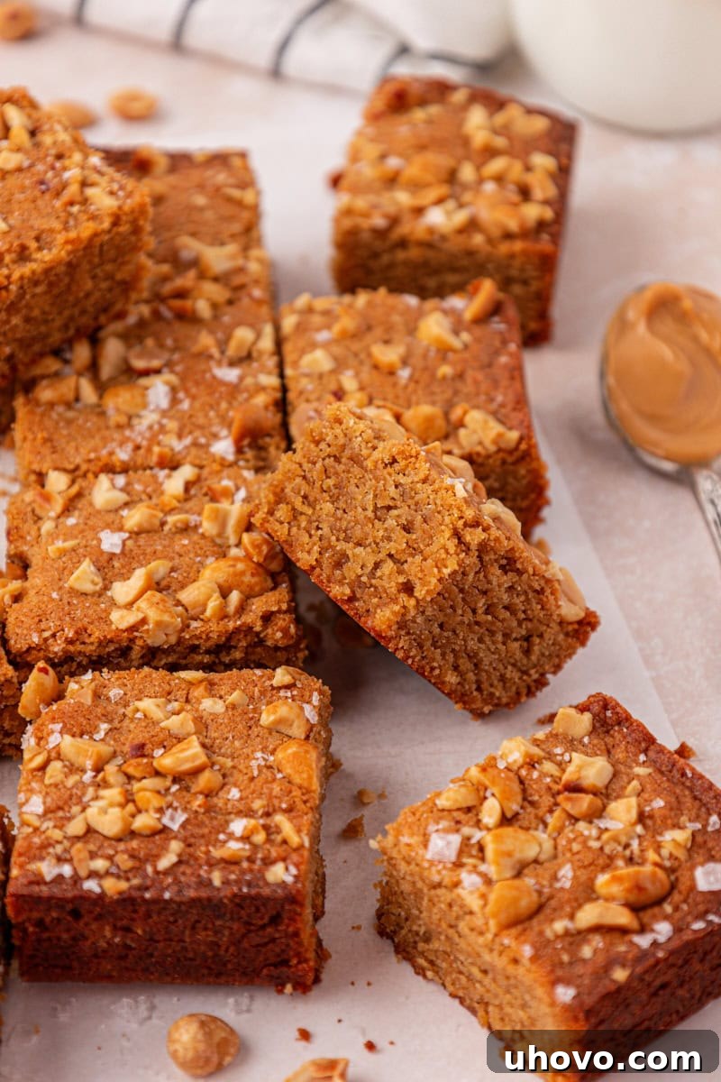 Chewy Peanut Butter Blondies with Chocolate Chips